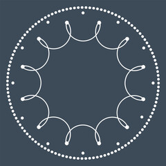 Abstract round frame isolated on a blue background. Elegance frame with copy space for your text. Vector illustration, design element.