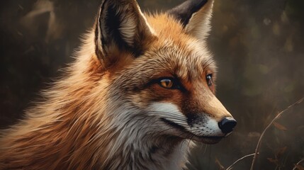 Fototapeta premium A close-up of a fox with vibrant fur and expressive eyes.
