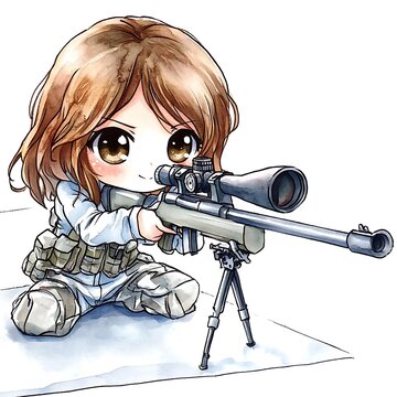 recommend clip art: Cute Anime Girl with a Sniper Rifle.
