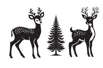 deer vector, deer silhouette, 