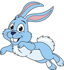 Coloring page outline of the cartoon smiling cute little rabbit. Colorful vector illustration, winters coloring book for kids.
