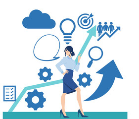 未来に向かって一直線の女性実業家(ビジネスウーマン)のイラスト