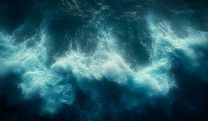 Aerial View of the Powerful Waves in an Ocean
