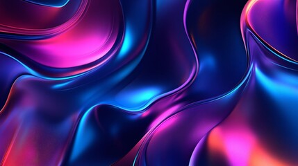 Dynamic Neon Wave Abstract Art - Modern Organic Shapes in Vibrant Colors