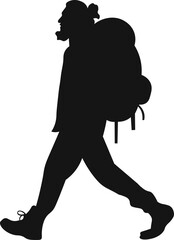 Adventure silhouettes of male and female mountain climbers