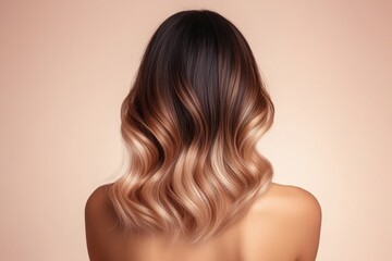 Back View of Woman with Ombré Hair from Dark Brown to Blonde

