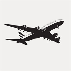 Airplane vector, Airplane silhouette and helicopter