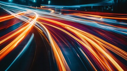 Fototapeta premium Illuminated Motion: Dynamic Light Trails in Vibrant Organic Patterns
