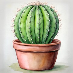 Watercolor hand drawn Cactus.