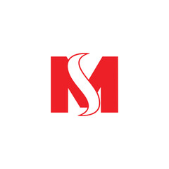 letter ms curves linked red flame font logo vector