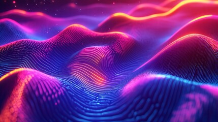 Fototapeta premium Neon Pulse: Dynamic 3D Sound Waves in Futuristic Colors
