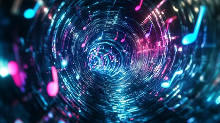 Harmonic Vortex: Abstract 3D Background Music with Dynamic Music Symbols