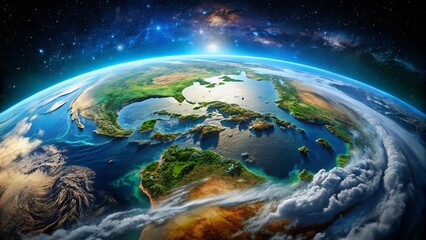 Obraz premium Stunning Flat Earth Imagery Captured from Space with Vivid Colors and Unique Geographical Features