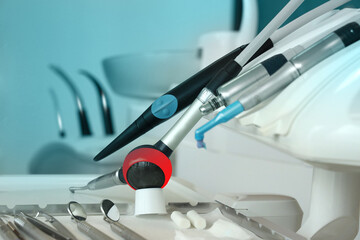 Dental instruments for treatment during prophylaxis and prevention for healthy teeth in the dental practice. 