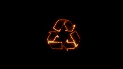 Recycling logo with neon blue light