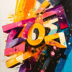 Colorful letters images Abstract graffiti background with colorful cartoon characters and numbers in the style of street art