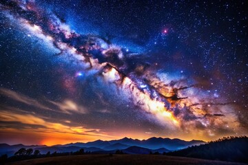 Fototapeta premium Stunning High Resolution Image of a Vibrant Galaxy with Stars and Cosmic Dust in the Universe