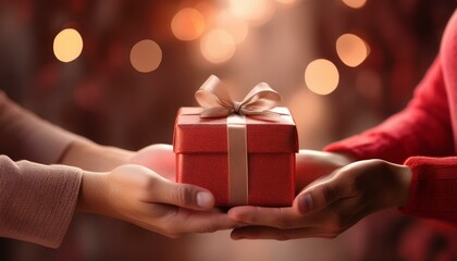 プレゼントを渡す手元