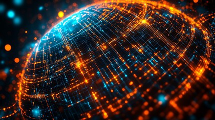 Obraz premium Digital Financial Network Around Earth A glowing 3D network with digital connections linking different regions of the globe, symbolizing real-time transactions in a global economy. 