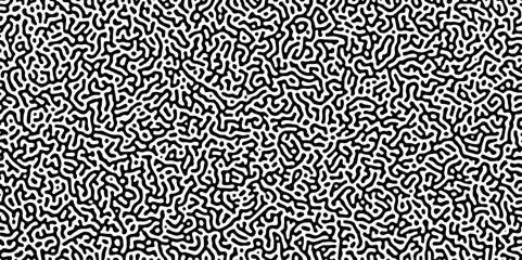 Turing reaction diffusion monochrome seamless pattern with chaotic motion. Abstract Turing organic wallpaper with background. Abstract diffusion pattern with chaotic shapes. Vector illustration	
