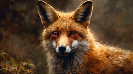 Obraz premium A close-up portrait of a fox showcasing its striking features.