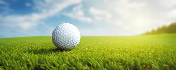 golfing, the initial shot concept of a golf ball in a golf course. Hand edited generative AI. 