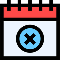 Vector Icon Calendar, schedule, time and date, cross, delete