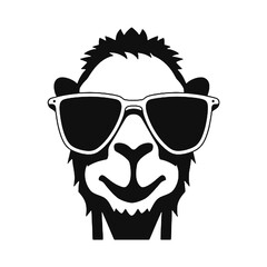 Cool Camel in Glasses Silhouette Vector Illustration Transparent Background