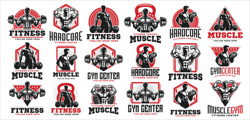 Professionals Logo Set for Gym and Fitness Centers, dynamic, sleek, versatile and creative.
