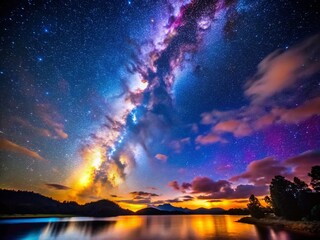 Obraz premium Stunning Night Sky Wallpaper with Stars and Milky Way for Free Download for Personal Use and Enjoyment