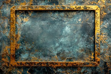 A polished stone background with a gold-trimmed frame, the blank center shimmering subtly in the light.