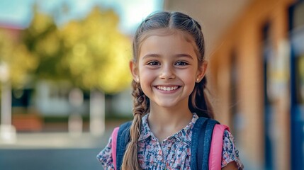 portrait of a smiling child first day of school