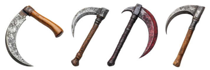 vintage curved blades collection rustic design for games transparent background
