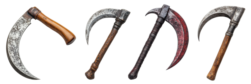vintage curved blades collection rustic design for games transparent background
