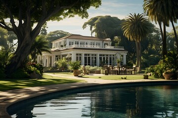 Luxurious Estate with Pool and Lush Greenery