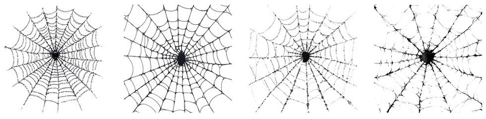 Obraz premium intricate spider webs artistic collection showcasing nature's beauty transparent background