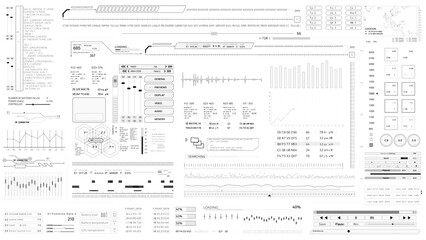 Obraz premium white background HUD technological infographic elements. Texture.HUD 2GFX Technology Sci Fi 2D texture. User Interface data display.