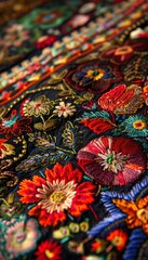 An elegant display of ukrainian embroidery showcasing intricate floral and geometric designs