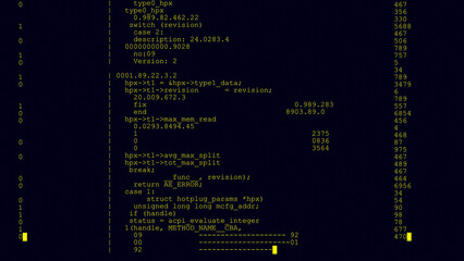 computer screen data programming text technology texture yellow text. HUD 2GFX Technology Sci Fi 2D texture. User Interface data display.