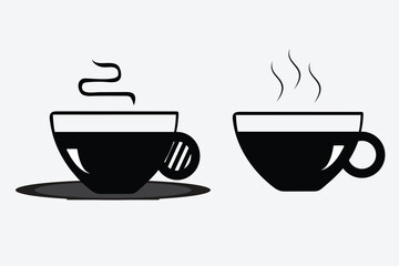 silhouette hot teacup. teacup vector art and tecup icon. Mocha symbol or logo. 