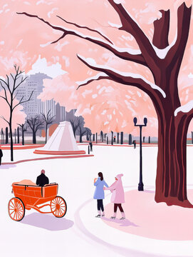 Poster Wall art Acrylic Retro Delicate shades Postcard Cute Lovely Beautiful Sweet Christmas Gift Packaging Toy Beautiful City Holidays Riding Hearty Table Christmas tree Celebration Santa Claus