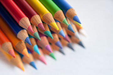 color pencils on white background