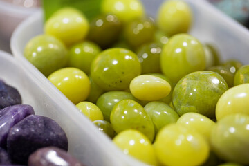 green round jade minerals closeup