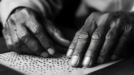 Hands of a person using tactile paper to support disability awareness on Disabilities Day