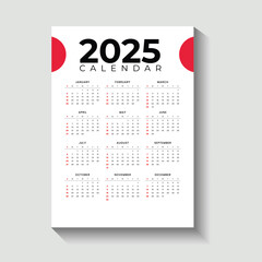 2025  new year A4 size calendar design 