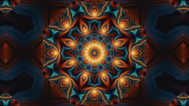 kaleidoscopic motion design background. Intricate geometric VJ loop. Seamlessly looping animation