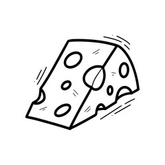 Hand Drawn Cheese Illustration. Doodle Vector. Isolated on White Background - EPS 10 Vector