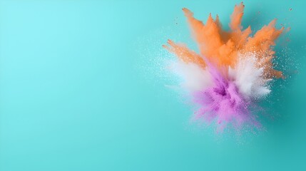 Obraz premium Vibrant of Color Dynamic Orange Purple and White Burst Against Dark Teal Background - Captivating Abstract Art for Modern Design Projects