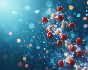 Vibrant 3D visualization of a DNA molecule surrounded by sparkling bubbles, illustrating the essence of biology and genetic research in a captivating manner.