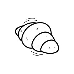 Hand Drawn Croissant Illustration. Doodle Vector. Isolated on White Background - EPS 10 Vector